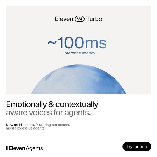 ElevenLabs ad: Eleven v4 now on ElevenAgents