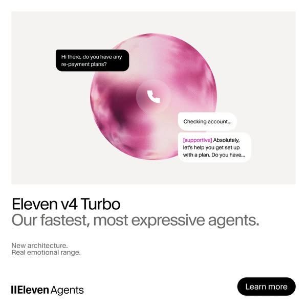 ElevenLabs ad: Eleven v4 now on ElevenAgents