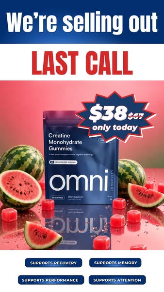 OMNI Longevity ad: Creatine Made Delicious 🍉 🍑