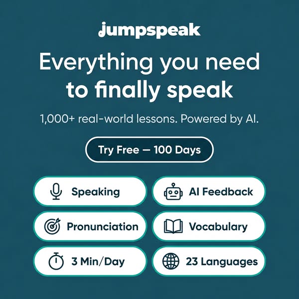 Jumpspeak ad: From Zero To Bilingual In 90 Days.