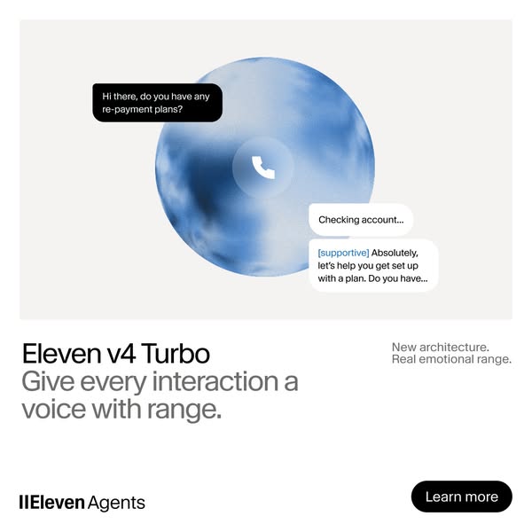 ElevenLabs ad: Eleven v4 now on ElevenAgents