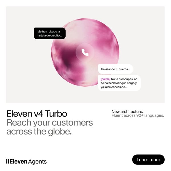 ElevenLabs ad: Eleven v4 now on ElevenAgents