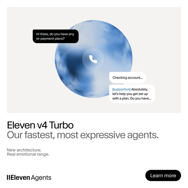 ElevenLabs ad: Eleven v4 now on ElevenAgents