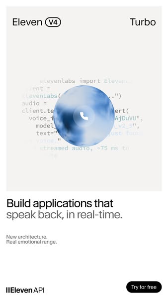 ElevenLabs ad: Eleven v4 Turbo is Live!