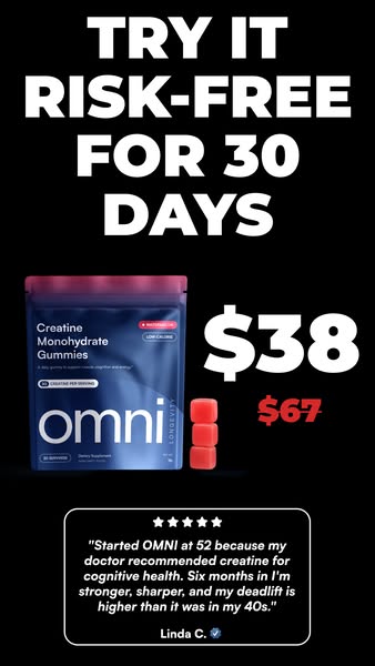 OMNI Longevity ad: Real Creatine - 43% OFF TODAY 👉