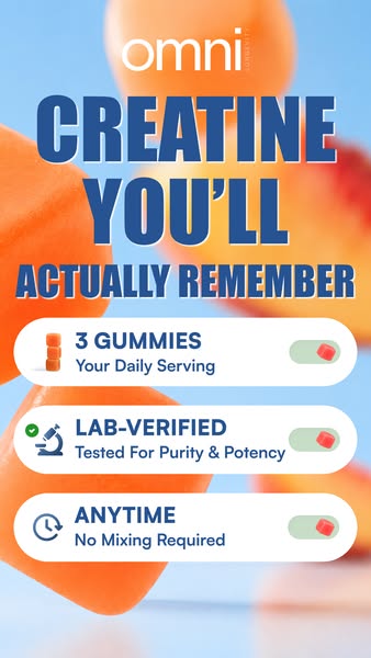 OMNI Longevity ad: Creatine Made Delicious 🍉 🍑