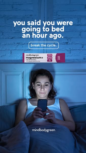 mindbodygreen ad: Tart cherry = 84 more min sleep 🍒