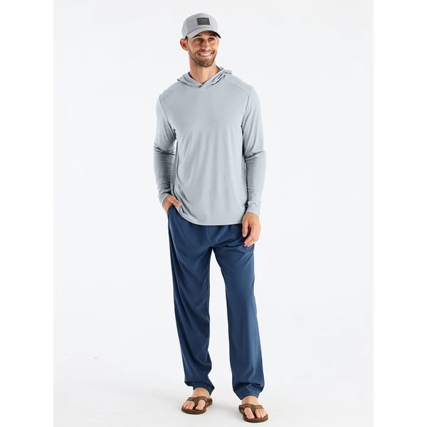 Free Fly Apparel ad: Men's Bamboo Shade Hoodie - Heather Aspen Grey