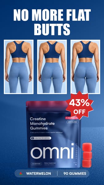 OMNI Longevity ad: Creatine Made Delicious 🍉 🍑