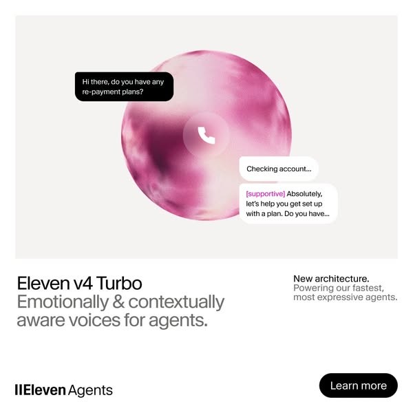 ElevenLabs ad: Eleven v4 now on ElevenAgents