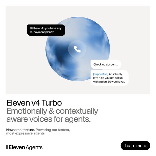ElevenLabs ad: Eleven v4 now on ElevenAgents