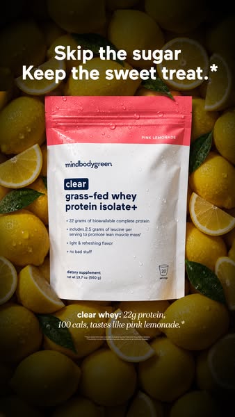 mindbodygreen ad: Light, refreshing, and packed with 22g of grass-fed protein.*