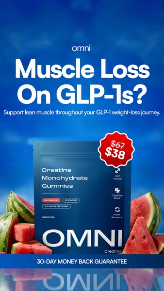 OMNI Longevity ad: Creatine Made Delicious 🍉 🍑