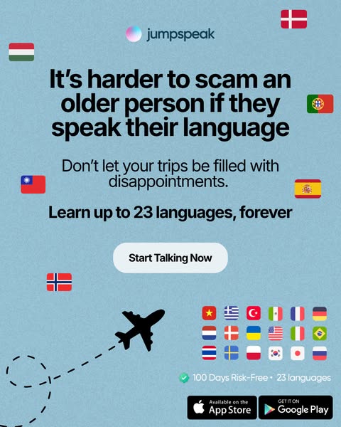 Jumpspeak ad: From Zero To Bilingual In 90 Days.