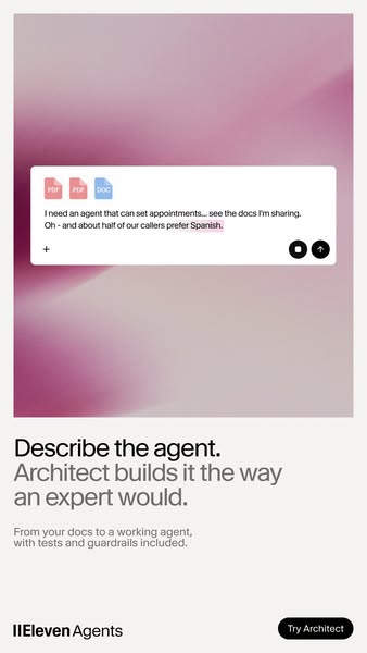 ElevenLabs ad: Meet ElevenAgents Architect
