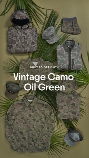 Free Fly Apparel ad: Vintage Camo in Oil Green