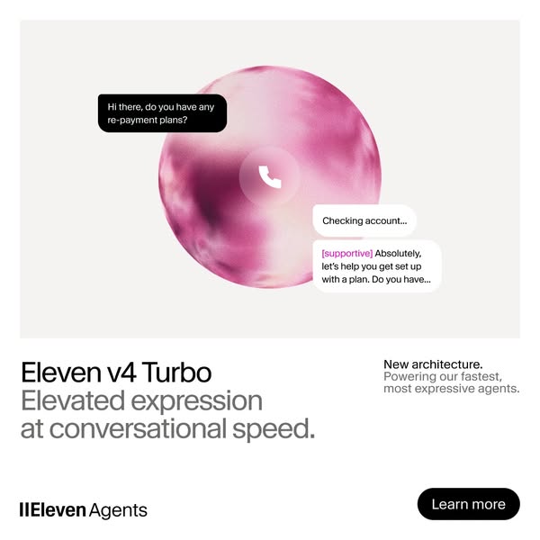 ElevenLabs ad: Eleven v4 now on ElevenAgents