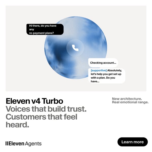 ElevenLabs ad: Eleven v4 now on ElevenAgents