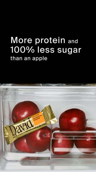 David Protein ad: 28g Protein. 150 Calories. 0g Sugar.