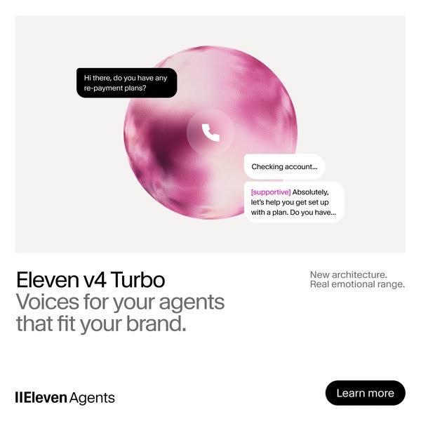 ElevenLabs ad: Eleven v4 now on ElevenAgents
