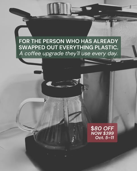 Simply Good Coffee ad: 100% Plastic-Free Brewing
