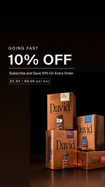 David Protein ad: 28g Protein. 150 Calories. 0g Sugar.