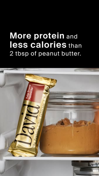 David Protein ad: 28g Protein. 150 Calories. 0g Sugar.