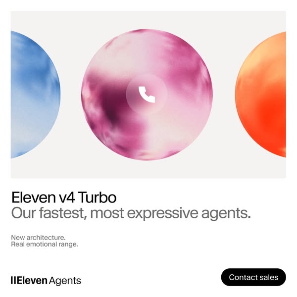 ElevenLabs ad: Eleven v4 now on ElevenAgents