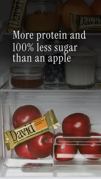 David Protein ad: 28g Protein. 150 Calories. 0g Sugar.