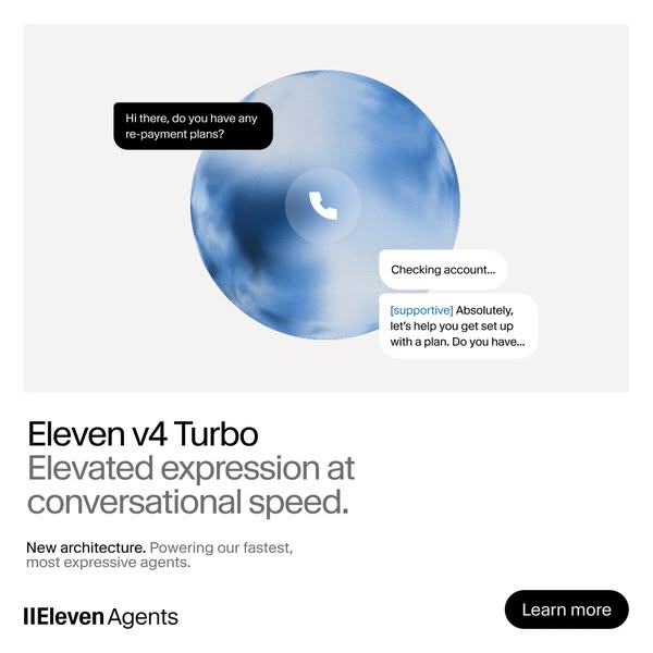 ElevenLabs ad: Eleven v4 now on ElevenAgents