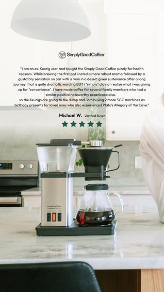 Simply Good Coffee ad: 100% Plastic-Free Brewing!