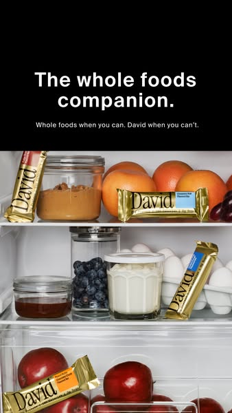 David Protein ad: 28g Protein. 150 Calories. 0g Sugar.