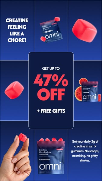 OMNI Longevity ad: Real Creatine - 47% OFF TODAY 👉
