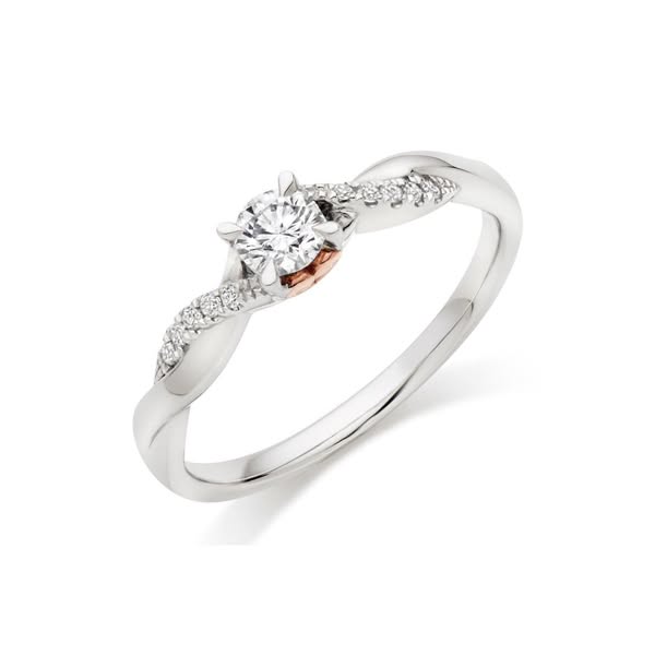 Beaverbrooks the Jewellers ad: Rose Hearts 18ct White Gold and Rose Gold Diamond Solitaire Ring