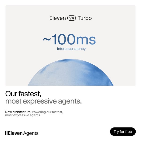 ElevenLabs ad: Eleven v4 now on ElevenAgents