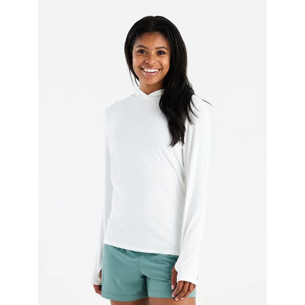 Free Fly Apparel ad: Women's Bamboo Shade Hoodie II - Bright White