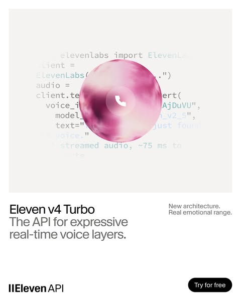 ElevenLabs ad: Introducing Eleven v4