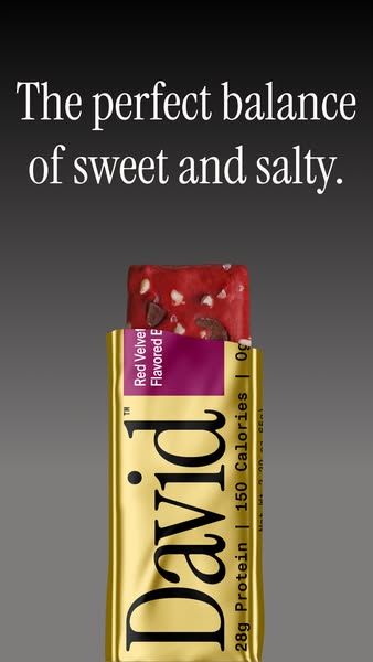 David Protein ad: 28g Protein. 150 Calories. 0g Sugar.