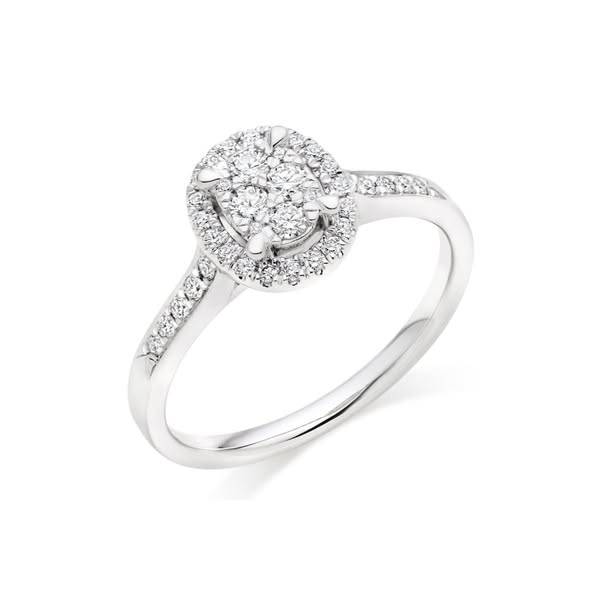 Beaverbrooks the Jewellers ad: Platinum Diamond Cluster Halo Ring
