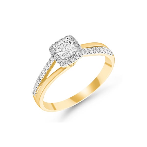 Beaverbrooks the Jewellers ad: 18ct Yellow Gold Diamond Halo Ring