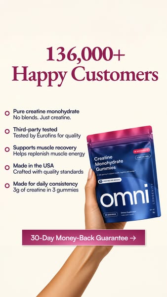 OMNI Longevity ad: Creatine Made Delicious 🍉 🍑