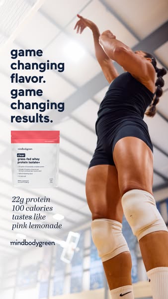 mindbodygreen ad: Your protein just got a glow-up. 💧