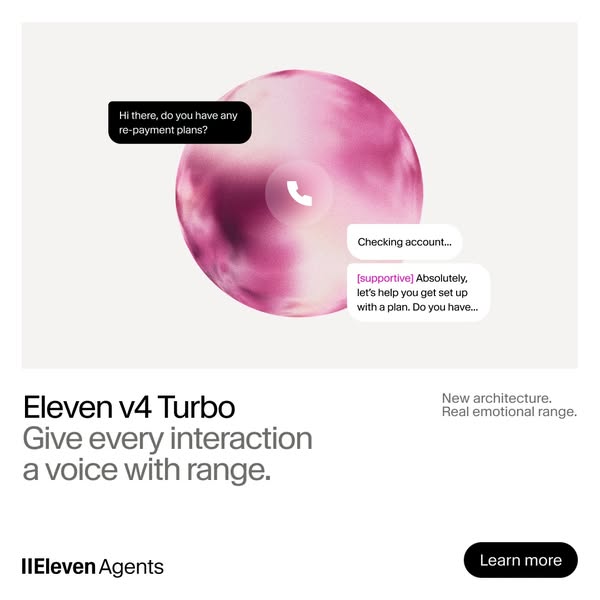 ElevenLabs ad: Eleven v4 now on ElevenAgents
