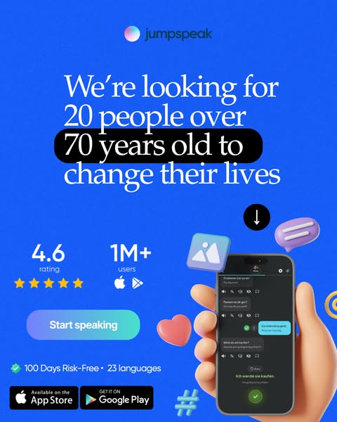 Jumpspeak ad: From Zero To Bilingual In 90 Days.