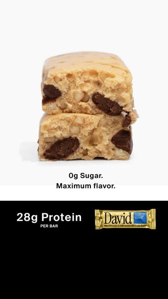 David Protein ad: 28g of Protein. 150 Calories. 0g of Sugar.