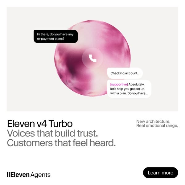 ElevenLabs ad: Eleven v4 now on ElevenAgents