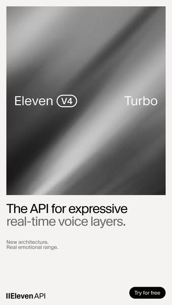 ElevenLabs ad: Eleven v4 Turbo is Live!
