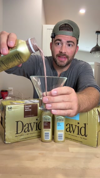 David Protein ad: 30g Protein. 140-150 Calories. <1g Sugar.