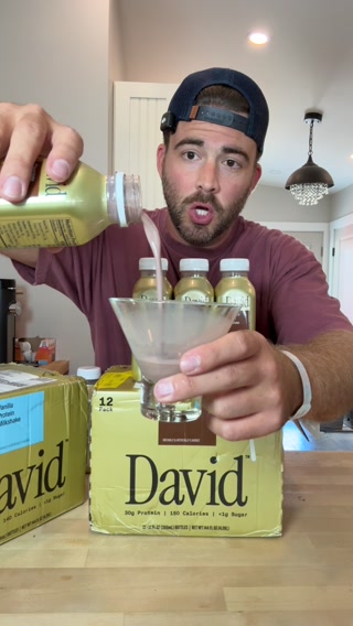 David Protein ad: 30g Protein. 140-150 Calories. <1g Sugar.