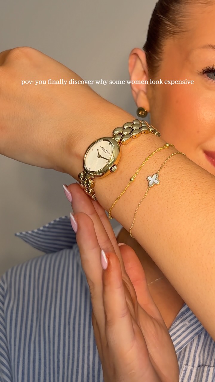 Beaverbrooks the Jewellers ad: It was the accessories all along - and these gold pieces from @coach and Beaverbrooks? Simply divine ✨ #Coach #Coachjewellery